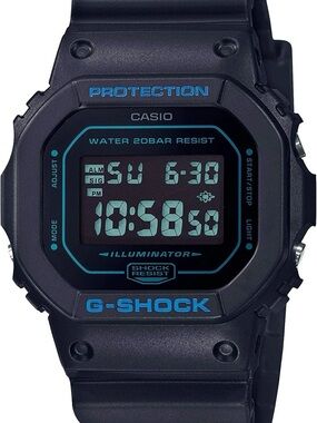 Casio G-Shock Black Digital Watch with Blue Accents Mens